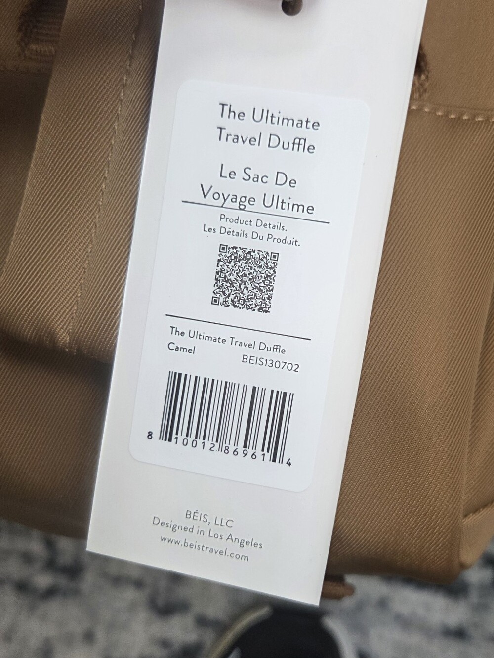 BEIS The Ultimate Travel Duffle In Camel - Picture 7 of 7